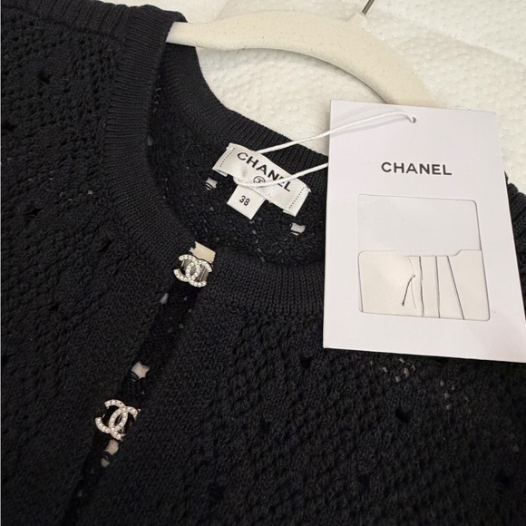Black Sweater Crystal Logo Charms Size 38 BNWT - Picture 12 of 14